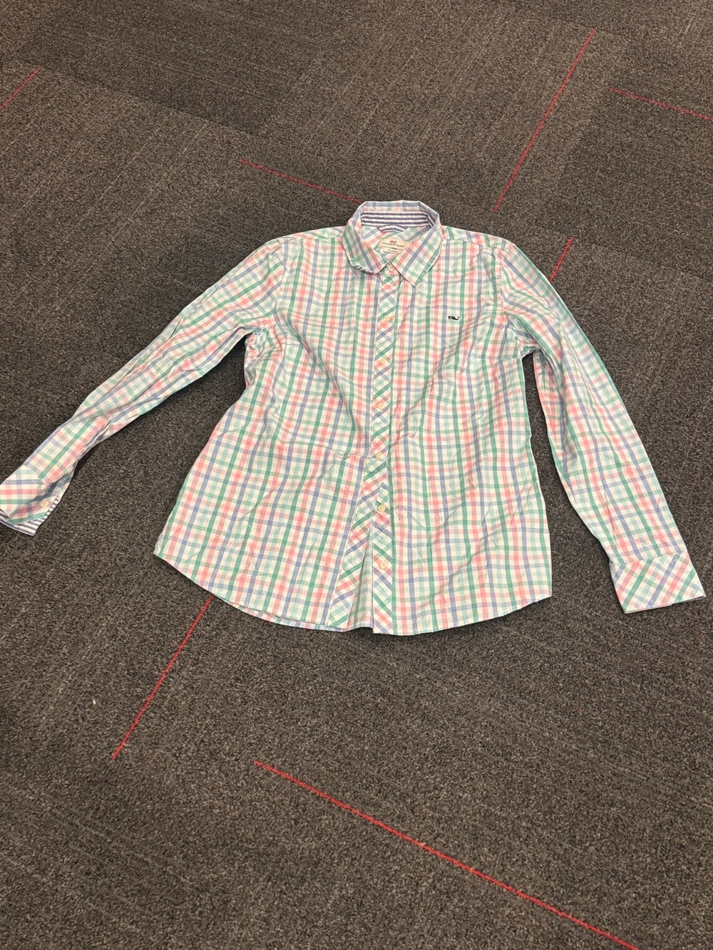 Vineyard Vines Women’s Pastel Checkered Button Down Shirt Size 6 Preppy School
